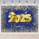 Mocsicka Class of 2025 Backdrop 7x5ft Graduation Royal Blue and Gold Congrats Grad Party Photo Backdrops Graduate Party Decorations Photography Studio Background