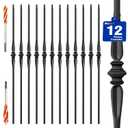Wrought Iron Hollow Balusters - Deck Spindles Stair Railing indoor,Stair Single Spoon Knuckle Hollow Iron Baluster stair spindles, for staircase interior, Includes 2 Drill Bits for Wood(12 Pack Black)