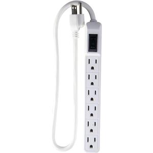 Go Green Power 6-Outlet Mini Surge Protector, 90 Joules, Circuit Breaker, Mountable, White  Ideal for Computers & Home Appliances