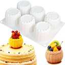 6-Hole 3D Flower Basket Mousse Cake Mold Food Grade Silicone Molds Cute Silicone Molds for Baking Cake Dessert Braided Basket Jello Cookie Chocolate Candy Food Mold Candle Plaster Mould for Crafts