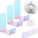 eewooday 4 Pieces Headphone Hanger Holder Desk Adhesive Headphone Hook Wall Mount Headset Stand Acrylic Holder with Glues for General Purpose Game Earphone(Colorful)