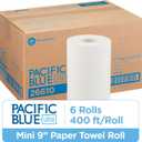 Georgia-Pacific, Pacific Blue Ultra, 9" Paper Towel Rolls (26610), White, 6 Rolls per Case, 400' per Roll, 6 Count