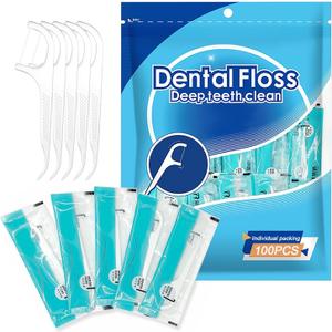 2 x 100 Count Dental Floss Picks Flossers for Adults Kids Independent Packaging Disposable Portable Household Travel Use Tensile