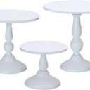 Set of 3 White Cake Stands, Metal Round Cake Holder Dessert Pie Pizza Display Stand 8" 10" 12" Serving Tray Decoration for Wedding Celebration Party Birthday Baby Shower