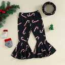 Noubeau Christmas Clothes Toddler Baby Girl  Flared Pants Bell-Bottom Fall Winter Outfit Set (12-18 Months, Red)
