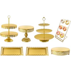 Gold Cake Stand Set-7 Pcs Cupcake Stand-Gold Dessert Table Display Set Table Decoration Display Tower Plate for Baby Shower, Wedding, Birthday Party, Chrismas Celebration
