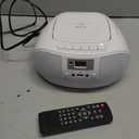 Portable Stereo CD Player Boombox, FM Radio with Bluetooth, Remote Control,CD Players for Home with Headphone/Mic Jack, LED Light Support CD-R/RW/MP3, USB, AC/Battery Operated, White