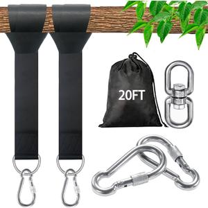 Tree Swing Straps Hanging Kit - 3FT/8FT/15FT/20FT/30FT, Strong & Durable - Holds Up to 5000lbs - Adjustable Tree Swing Straps Fit for All Swings, Hammocks, Safer & Easy Installation (20 FT)