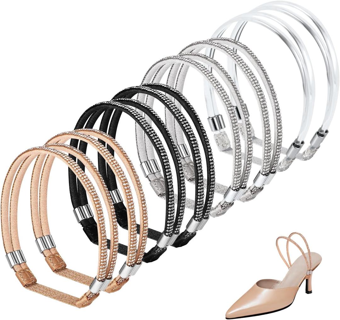 4 Pairs High Heels Shoe Straps, 4 Styles Rhinestone Shoe Lace For Heels Detachable Shoe Straps for Loose Shoes Anti-Loose Shoe Straps for High Heels Sandals Slippers