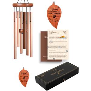 Pet Memorial Wind Chime, Dog Memorial Gifts for Loss of Dog, Pet Loss Sympathy Condolence Bereavement Passing Away Gift (B-leaf-gold)