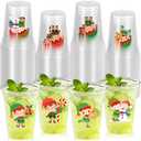 WPDISCZ 40Pcs Christmas Elf Plastic Cups 12 Oz Clear Disposable Christmas Drinking Cups for Xmas Winter Holiday Party Decorations Supplies (4 Styles)