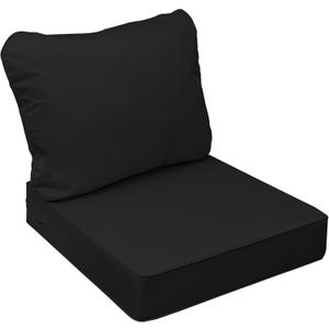 AAAAAcessories Outdoor Seat Cushions for Chairs, Fade-Resistant, Waterproof Patio Furniture Replacement Cushions, 21" x 21" x 3" + 21" x 17", Charcoal Black