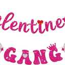 Galentine's Gang Banner, Pre-strung Valentine's Day Banner for girls, Galentine's Day Decorations, Pink Glitter