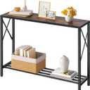 Tajsoon Console Table 41.8”, 2-Tier Industrial entryway Table, Narrow Sofa Table with Shelves, Entrance Table for Entryway, Hallway, Living Room, Foyer, Corridor, Office, Rustic Brown