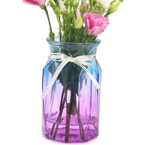OFFIDIX Flower Vase, Gradient Multicolor with Geometric Faceted Design Art Decorative Glass Vase for Wedding, Dinning, Bookshelf, Home Decoration or Gift