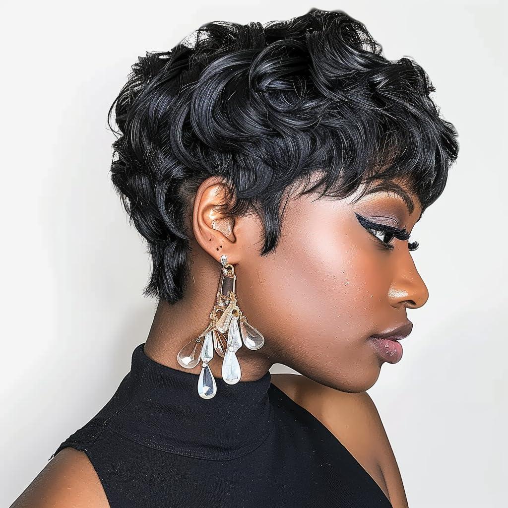 Pixie Cut Wig Short Wigs for Black Women Short Pixie cut Wigs for Black Women (Natural Black)