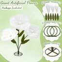 WARMALL 3PCS Giant Flowers for Decoration, 5.9Ft Large Artificial Silk and Foam Flower with Stems and Stands, Wedding Party Banquet Home Garden Shop Window Photography Props Background Decor White