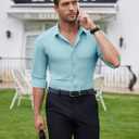 Lion Nardo Slim Fit Dress Shirts for Men Stretch Muscle Fit Long Sleeve Dress Shirts Wrinkle Free Formal Button Down Shirts (Small, Light Grey Blue)