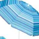 OutdoorMaster Beach Umbrellas for Sand with Sandbag & Anchor, 6.5ft Adjustable Umbrella for Beach Heavy Duty Wind, Portable UPF50+ Sunshade with Carry Bag for Patio, Light Blue Striped, Color A04 Light Blue Striped