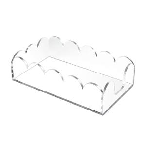 Acrylic Napkin Holder for Bathroom, Sleek Scalloped Design Guest Towel Holder, Disposable Holder Hand Towel Tray for Parties, Weddings, Party, Hotel, Restaurant and Kitchen 5 x 9 Inch 1 pcs