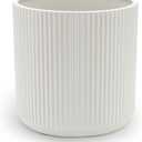 Amazon Basics Fluted Round Ceramic Planter, 8-inch, White