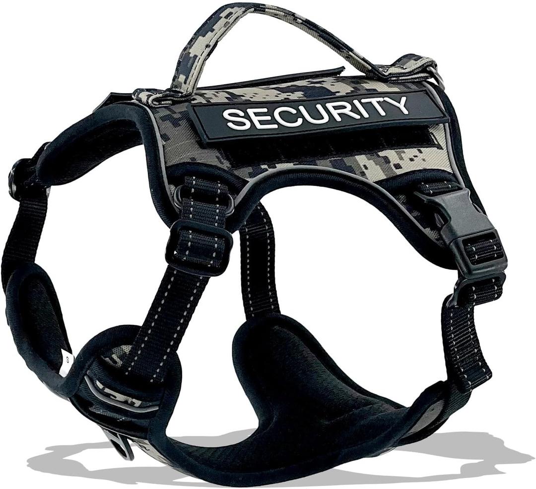 Tactical Dog Harness for Large Dogs, No Pull Military Service Dog Vest with Handle&Molle, Heavy Duty Reflective Adjustable Harnesses for Training Walking Hiking German Shepherd Golden Retriever, Gray XL