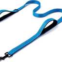 Heavy Duty Dog Leash - 2 Handles by Padded Traffic Handle for Extra Control, 6foot Long - Perfect for Medium to Large Dogs (Dark Blue, 6 ft)