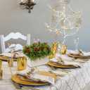 DILATATA Christmas Centerpieces 8 Inch Artificial Christmas Plant in Rectangular Wooden Pot Tabletop Pine Plants with Red Berries Cedar Leaves for Winter Holiday Party Fireplace Mantel Xmas Decor (Style 5)