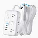 NTONPOWER 2 Prong Power Strip, 1875W/15A 2 Prong to 3 Prong Outlet Adapter, Power Strip with 4 USB Ports(2 USB C), 5 FT Rotating Flat Plug Extension Cord for Old House, Wall Mount