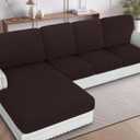 H.VERSAILTEX Sectional Couch Covers 1 Piece Chaise Slipcover L Shape Separate Cushion Couch Cover for Both Left/Right Sectional Couch (Seat Only: 1 Chaises, Chocolate)