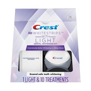 Crest 3D Whitestrips with Light, Teeth Whitening Strip Kit, 20 Strips (9 Count Pack)