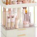 SONGMICS 4-Layer Makeup Organizer, Skincare Organizer, 4 Dividers, Anti-Slip Design, Bathroom Counter Organizer, Versatile for Vanity Bedroom Kitchen, 7.8 x 12.5 x 15.4 Inches, Cloud White UJKA021W01