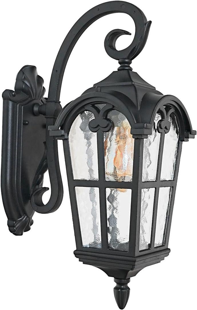 17.1'' Aluminum Outdoor Wall Lights- Black Roman Style Waterproof & Anti-Rust Exterior Lighting Fixtures, Hammered Outdoor Wall Lantern for Porch Patio Garage Courtyard Hallway Doorway