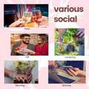 2 x Blue Almond Water Ripple Press-On Nails 24pcs (12 Sizes) with Silver Bows & Glue, Glossy Finish