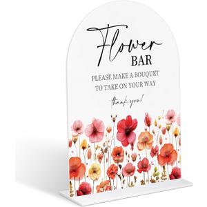 Acrylic Wedding Signs Flower Bar Sign for Ceremony and Reception, 6x8" Arch Acrylic Table Decor, Love Is In Bloom & Baby In Bloom Decorations for Baby Shower Bridal Shower Engagement Party