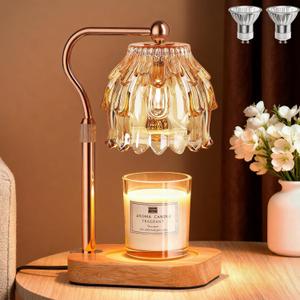 Candle Warmer Lamp with Timer - Flower Electric Wax Melter Warmer Adjustable Height for Jar Candles, Gift for Women, Mom, Christmas, Birthday,Home Decor (Amber)