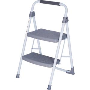 Step Ladder 2 Step Folding, Step Ladder with Handgrip, Step Stool for Adults Ergonomic Foldable,2 Step Folding Step Stool with Anti-Slip Pedal, Multi-Use for Household and Home Kitchen (Gray)