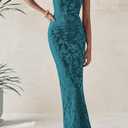 BTFBM Women Spring Dresses 2025 Elegant Wedding Guest Dresses Bodycon Tube Maxi Dress Split Floral Cocktail Dress (Blue, L)