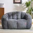 Royal Windsor Bean Bag Chairs for Adults, Loveseat Bean Bag Sofa for Small Spaces, Comfy Love Seat Small Couch for Living Room Bedroom, Grey