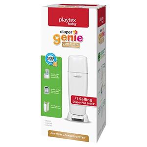 Playtex Diaper Genie Complete Pail with Built-In Odor Controlling Antimicrobial, Includes Pail and 1 Clean Laundry Scent Refill, White Pail