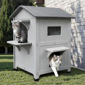Plastic Insulated Outdoor Cat House with Escape Door