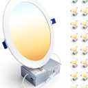 Ensenior 16 Pack 8 Inch LED Recessed Ceiling Light, Dimmable, 2700K-5000K 5CCT, 1600LM 18W 120V, High Brightness Canless Wafer Downlight - ETL&FCC&IC