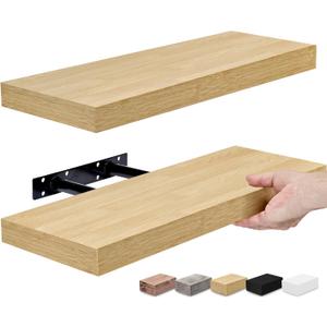 Sorbus Floating Shelves for Wall, Bathroom Shelves Wall Mounted for Kitchen, Bedroom, Bathroom Storage Over Toilet, Hanging Book Shelf for all Home Decor Living Room (Maple Wood, 2 Pack)