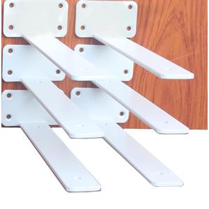 6 Pack - 8 inch White Hidden L Shelf Bracket (1/5 Inch Thicked) Iron Floating Shelf Brackets Rustic Industrial Metal Brackets for Shelf Support