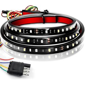 LIGBT 60'' Tailgate Light Bar 12V Single Row Led Brake Light Strip for Red Running Light Brake Turn Signal Strobe Lights White Reverse Light Fit Pickup, Truck, SUV, RV, Van,Trailer, ATV, UTV