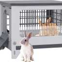 Plastic Rabbit Hutch for Indoor & Outdoor, Featuring Urine Barrier and Pull-Out Tray, Pet Habitat for Small Animals, Rabbit Cage Easy Cleaning and Assembly