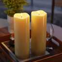 2-pack 4"*12" Large Waterproof LED Battery Operated Candles with Remote, Flickering Pillar Electric Flameless Candles for Christmas, Outdoor Lanterns, Ivory