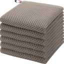 PiccoCasa 100% Cotton Dish Cloths Rags - Waffle Weave Kitchen Towels for Washing Dishes - Soft Absorbent Dish Towels for Kitchen Drying - 6 Pack -13 x 13 Inch - Brown