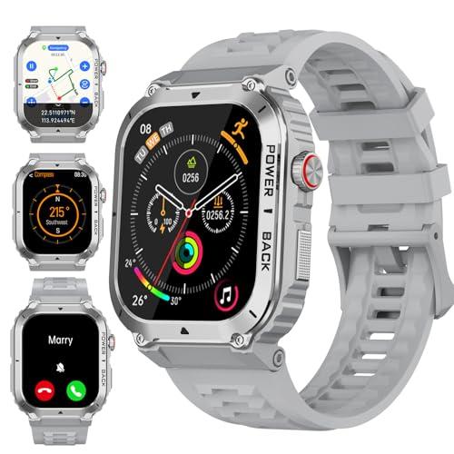 Military Smart Watch with GPS and Map(Answer/Make Call), Smartwatches with Health Monitor, Compass/Altitude/Air Pressure,100+ Sport Modes, Fitness Tracker for Android/iPhone (with GPS+Map, Gray)