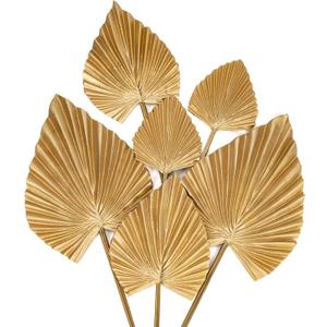 6 Pcs Pu Foam Artificial Golden Leaf Faux Palm Tropical Leaves Fake Palm Fronds for DIY Wedding Bouquets Fake Leaves for Centerpieces Arrangements Bridal Shower Leaf Stem for Party Home Decor-Gold